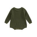 Infant Knit Jumpsuit with Long Sleeves and Round Neckline Solid Color Baby Romper Sweater Bodysuit for Cozy Outfit