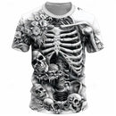 Halloween Skeleton Skull 3D Print T-Shirts Men Women O-Neck Short Sleeve T Shirt Oversized Harajuku Y2k Tees Tops Kids Clothing