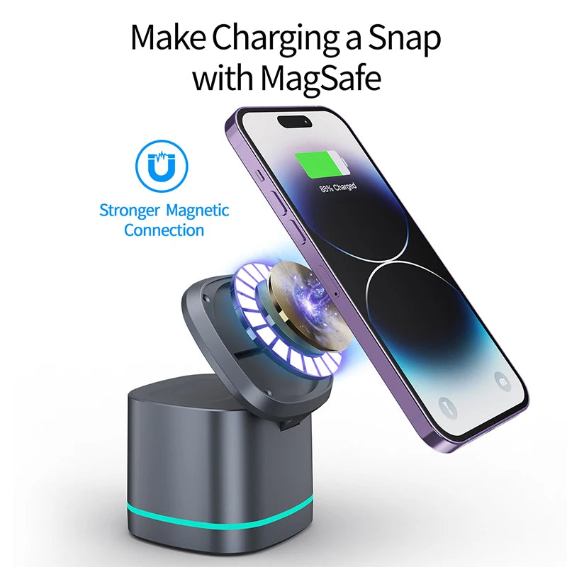 3 in 1 Transparent Magnetic 15W Wireless Charger Charger Stand For iPhone 14 13 12 ProMax Airpod Pro Watch 8 SE Charging Station