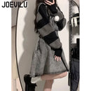 Striped Contrasting Sweater Women's Long Sleeve Knitted Sweatshirt Korean Fashion Streetwear Pullover Autumn New Casual Jumper