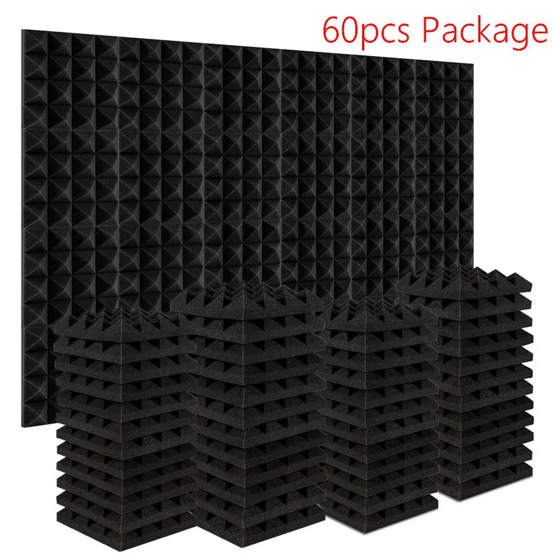 Make friend 60Pcs 250x250x50mm Studio Acoustic Soundproof Foam Pyramid Sound Absorption Treatment Panel Tile Protective Sponge