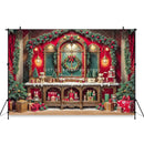 Santa Claus Workshop Backdrops Kids Family Photography Props Magic Christmas Fireplace Gifts Wreath Xmas Trees Backgrounds