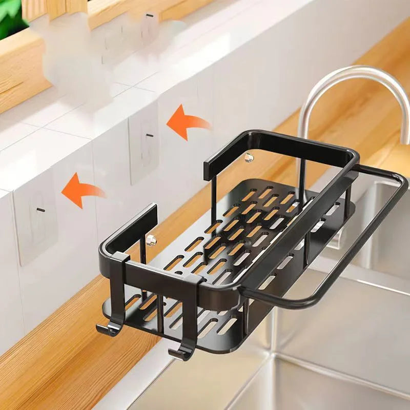 Bathroom Shelf Kitchen Storage Organizer Aluminum Alloy Shower Shelf Bathroom Accessories No Drilling Wall Shelf