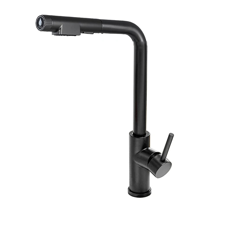 YCRAYS Brushed Nickel Filter Pull Out Kitchen Sink Faucet Drinking Water Pure Tap Gray Deck Mounted 3 Mode Black Hot Cold Mixer