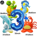 5pcs Cute Sea Animal Balloons Include Crab Seahorse Dolphin Turtle Shape Balloon Under The Sea Party Decors for 1st Birthday