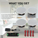 Herdio 4PCS 6.5" 4PCS Bluetooth In Ceiling Speakers 600W 2-Way Flush Mount Speakers System With Wall Amplifier Receiver For Home