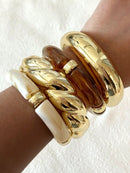 Vintage Minimalist Resin Acrylic Bracelet Bangle Set 4Pcs Stackable Women Daily Holiday Gift New Arrival 4PCS
