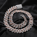 UWIN 20mm Miami Prong Cuban Chain Necklace 3 Rows Micro Pave Iced Out Round Cubic Zirconia Link Fashion Hip Hop Jewelry for Gift