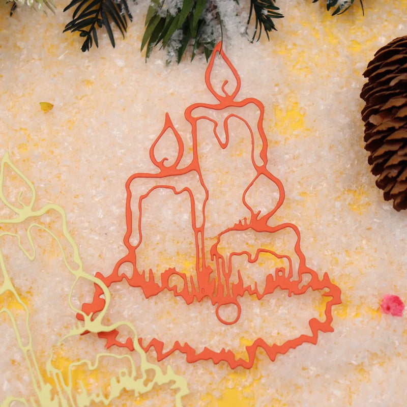 Christmas Candle Scrapbooking Greeting Card Mold Embossing Template Manual Punch Stencil Crafts Cutting Dies 2024 New