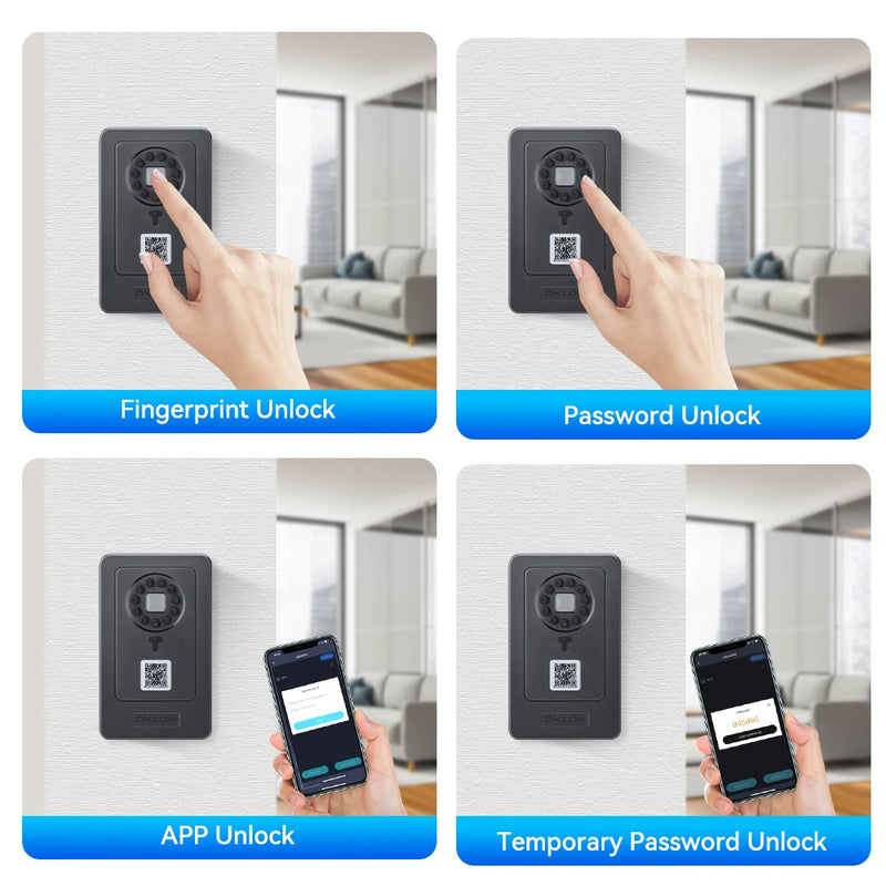 New Bluetooth Fingerprint Password Key Lock Box Waterproof Wall Mounted Door Hanging Safe Deposit Box Smart OKLOK Management