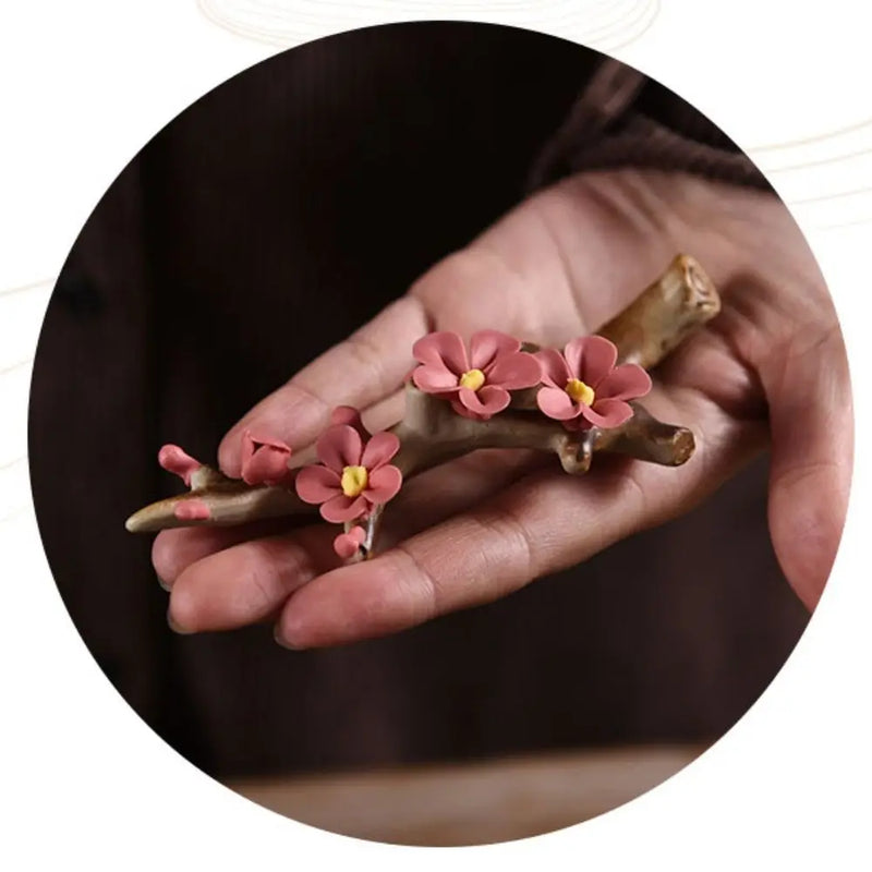 Crafts Ceramics Tea Pet Ornaments Plum Blossom Writing Brush Stand Home Decor Aromatherapy Base Incense Stick Holder