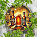 Fresh Beer Barrel & Wooden Table Wall Decor - 7.8" HD 2D Aluminum Metal Sign for Home, Garden, Porch - Perfect Gift