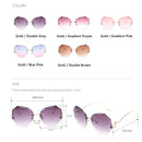 2022 Rimless Sunglasses Women Ocean Water Cut Eyewear Women Men Trimmed Lens Metal Curved Temples Sun Glasses Female UV400
