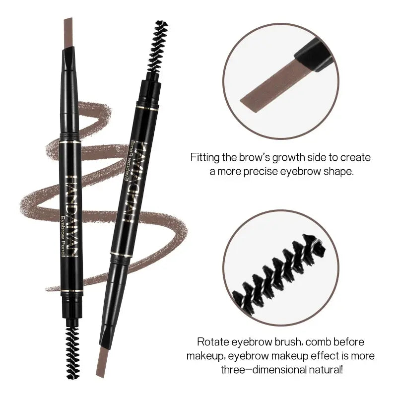 HANDAIYAN Eyebrow Pencil Automatic Rotating Double Head Long Lasting Natural Waterproof 5 Color Triangle Eyebrow Pen Make Up