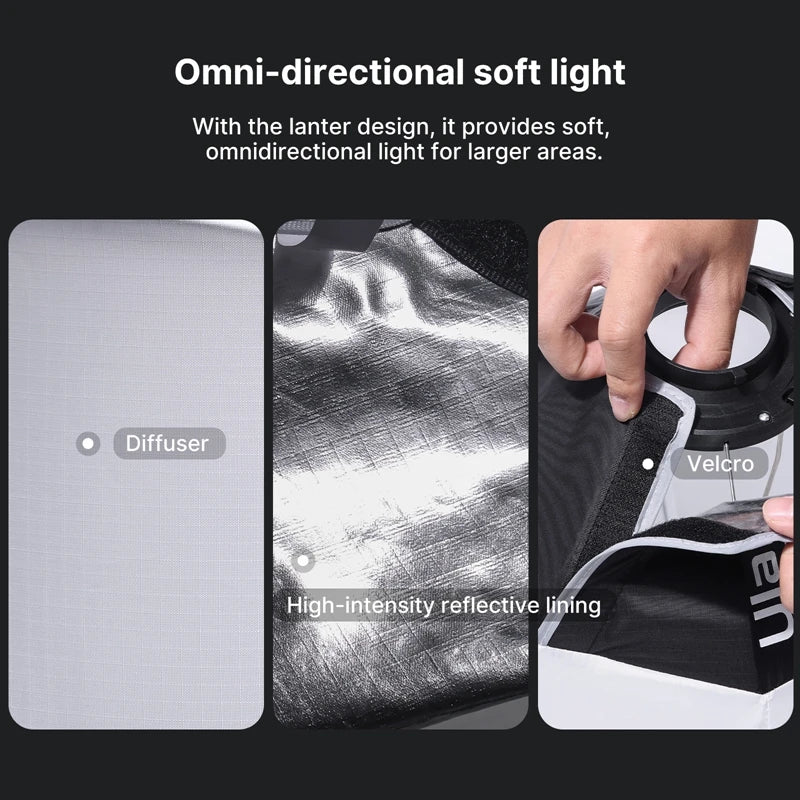 Ulanzi AS-L30 30cm Lantern Softbox with Mini Bowens Mount Quick Release Ball Diffuser Light Modifier for Ulanzi LT028 LT005 COB