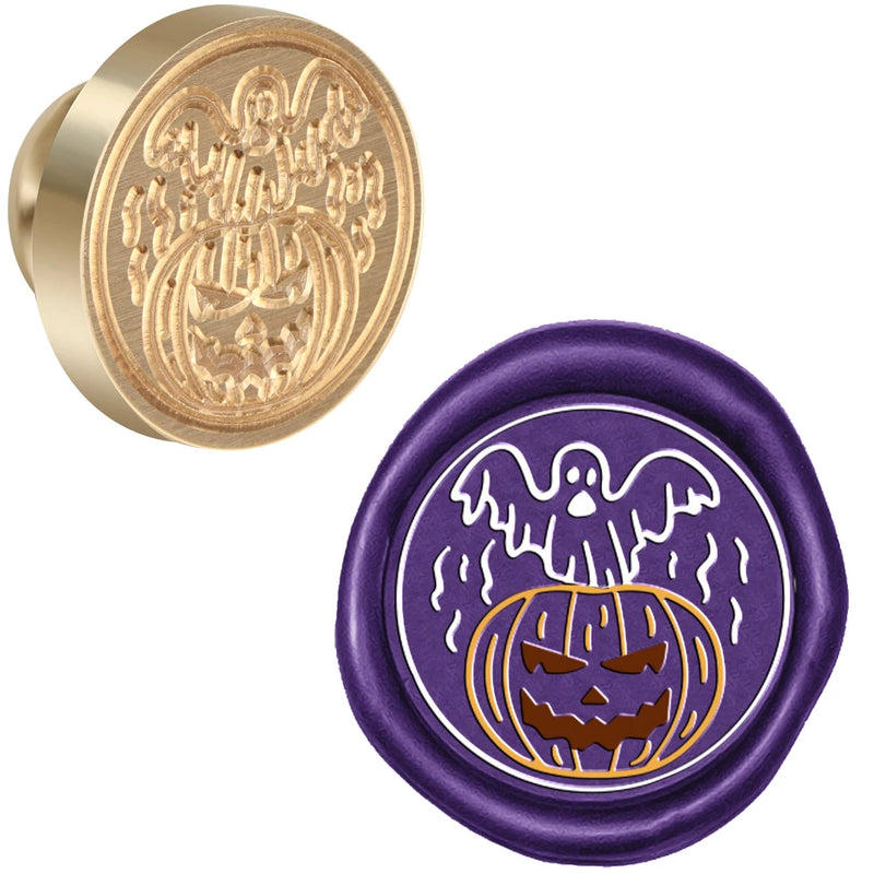 Halloween Series Wax Seal Stamp Head Witch,Bats,Skeleton 0.98" Brass Wax Sealing Stamp Heads For Decorating Envelopes Invitation