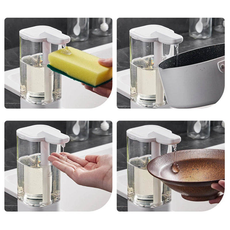 Kitchen 550/400ml Automatic Liquid Soap Dispenser USB Rechargeable Touchless Hand High Capacity Detergent Bathroom Dispenser