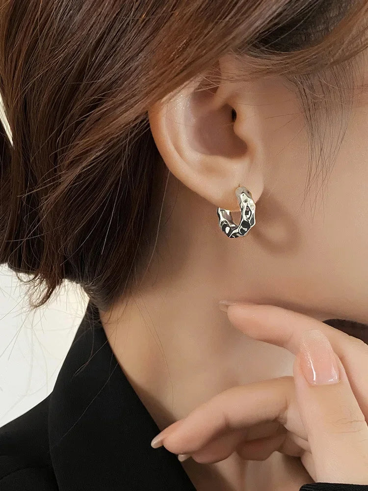 New Hot Sell Trendy 925 Sterling Silver Circle Earrings for Women Real Silver Ear Hoop Earrings