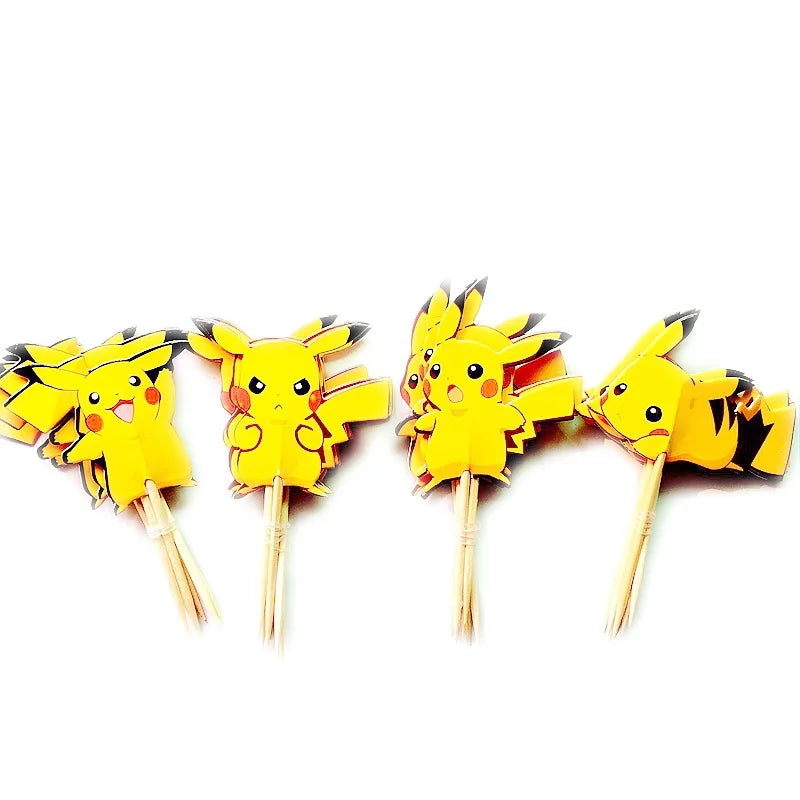 A Set Pokemon Cake Topper Kawaii Anime Figure Pikachu Charizard Cake Insert Children's Happy Birthday Decoration Supply Toys