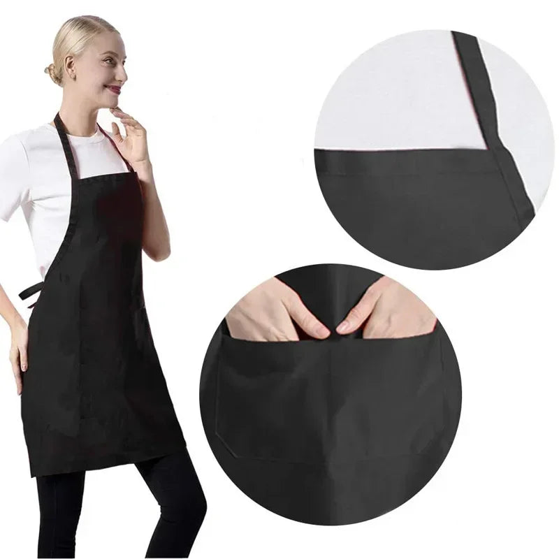 Unisex Adjustable Cooking Apron Household Solid Color Apron Chef Waiter Barbecue Hairdresser Adult Pocket Apron Kitchen Supplies