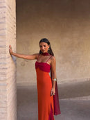 Fashion Women Color Blocking Scarf Collar Sling Dress Sexy Split Waist Cinching Bodycon Maxi Gowns 2026 Lady Club Party Vestidos