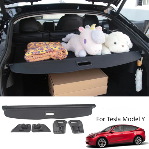 For Tesla Model Y Berlin Trunk Cargo Cover Curtain Rear Luggage Carrier Retractable Partition Baffle Plate Storage Accessories