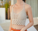 Sommerurlaub Strand Camis Lady Sexy Quasten Häkel-Camisole Frauen Sexy Quasten Bikini Camis weibliche Häkel-Neckholder Bikini-Tops