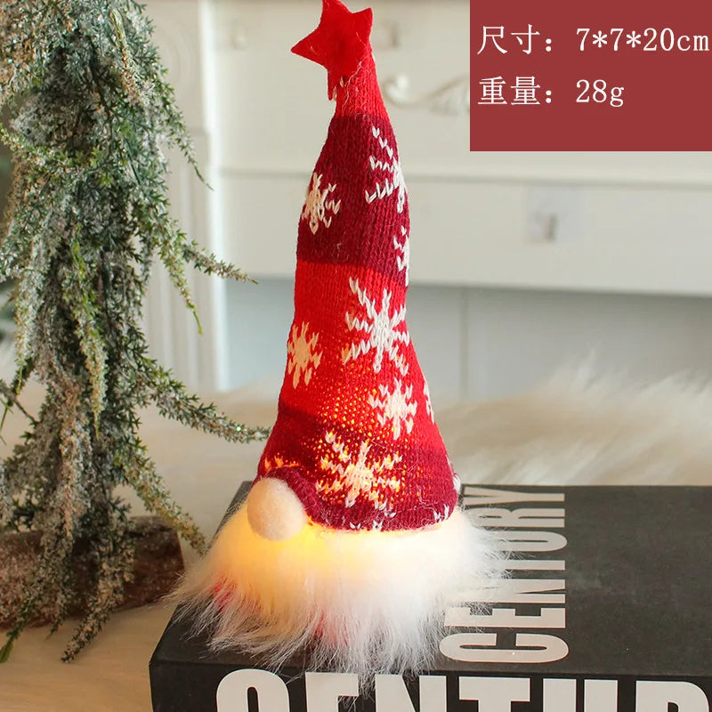 LED Glowing Gnome Christmas Faceless Doll Merry Christmas Home Decoration Navidad Natal Gifts New Year 2024 Christmas Gift