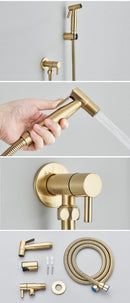 Black Single Cold Water Toilet Bidet Sprayer Faucet Bathroom Stainless Steel 304 Nickel Shower Bidet Wall Mounted Woman Cleaner