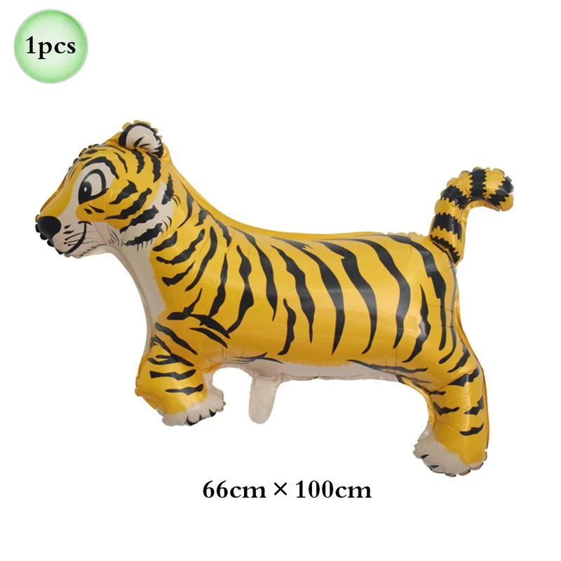 Jungle Safari Birthday 32Inch 1-9 Numbers Leopard Foil Balloon Land Animal Tiger Zebra Giraffe Disposable Tableware Party Decors