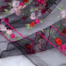 Spitzenstoff Mehrfarbig Kleine Blumenstickerei Kleidung Schwarzes Netzmaterial Tüll-Netzkleid Stoff