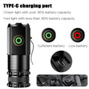 Powerful Mini  LED Flashlight 2000LM Super Bright Keychain Light USB Rechargeable Torch Camping Lantern with Power Indicator