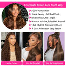 200 Density 13x4 HD Chocolate Brown Body Wave Lace Front Wig Human Hair Pre Plucked