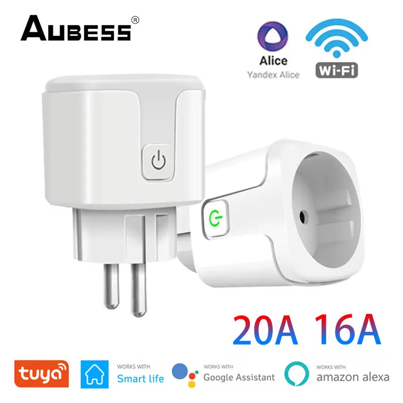 WiFi / Zigbee Socket Tuya EU Smart Plug 16A / 20A Power Monitor SmartLife Voice Remote Control Work With Alexa Google Home Alice