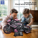 Cyberpunk Pink Motorcycle Desktop Decorations 2045PCS Racing Building Block Model  Kid Toys Christmas Easter Festive Gift Giving