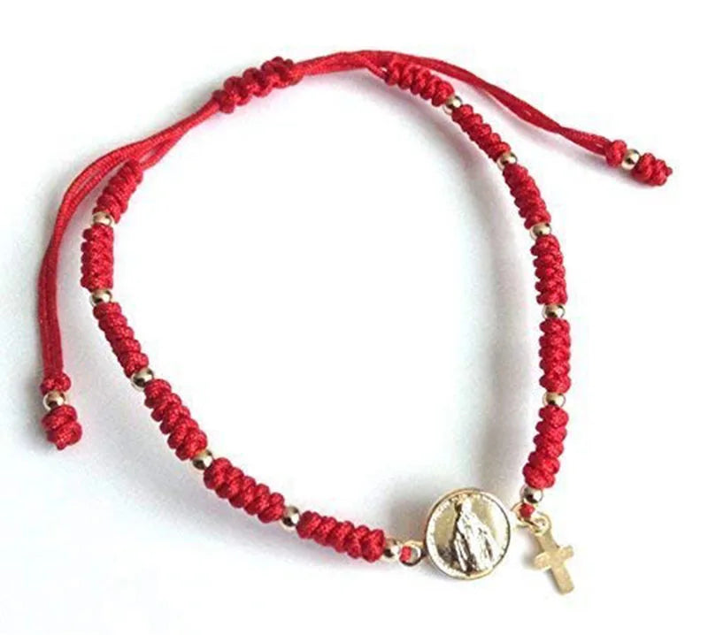 1Pcs Virgin Mary Medal Adjustable Red String Bracelet Virgen la Milagrosa
