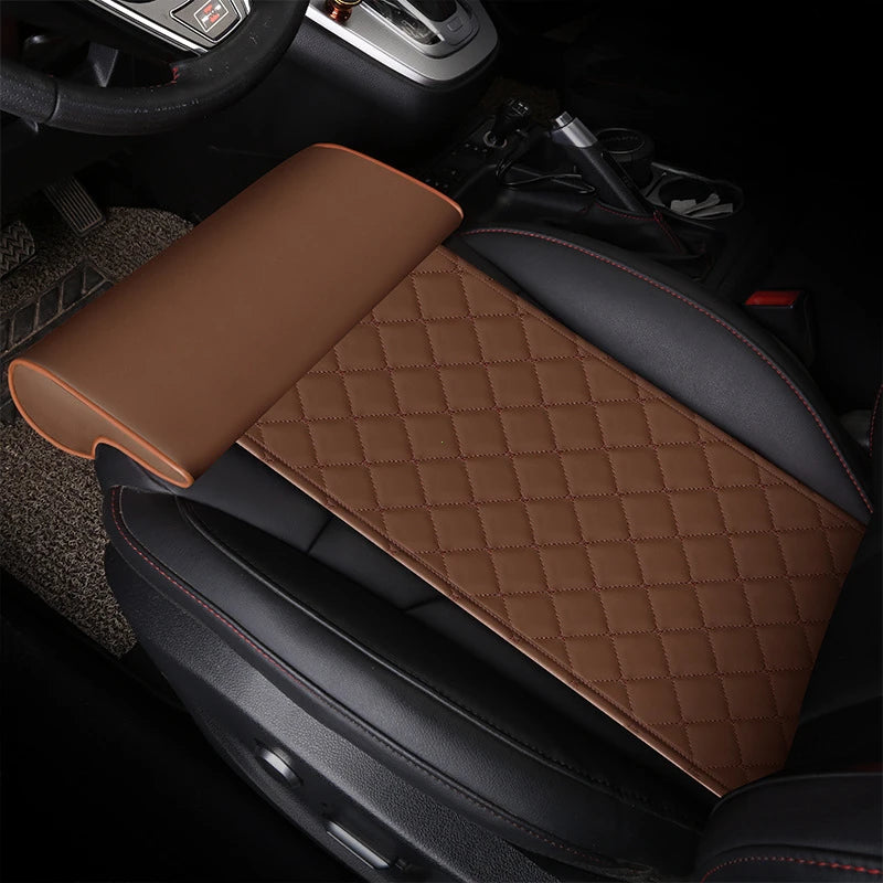 Leather Car Seat Extender Cushion Leg Support Pillow Memory Foam Knee Pad Long-Distance Driving Office Home Driver Protector Mat