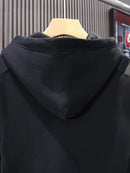 Loose Men's Hooded Sweatshirt Solid Black No Brand Cheap Simple Warm Male Hoodie Funny Overfit Sweat Shirt Tops High Quality Emo