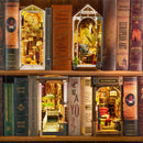 Robotime Rolife Bookstore Book Nook Bookend Model Kit with LED Light DIY Miniature House Kit for Bookshelf Decor - TGB07