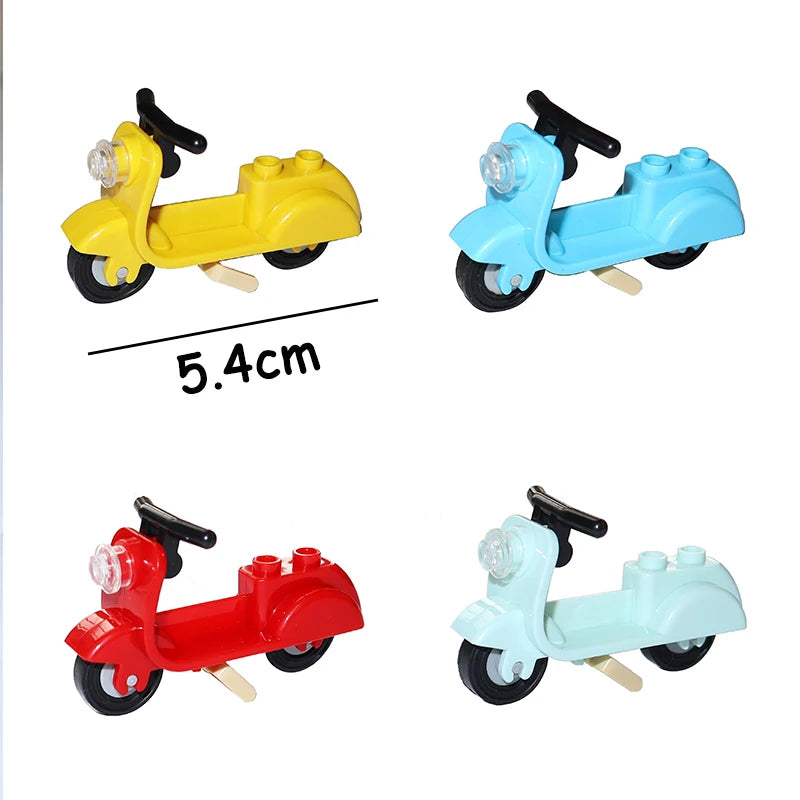 MOC Bricks Chrome Bike Bicycle Scooter Model Building Block Little Sheep Motorcycle City Traffic Bicycle Motor Vehicle Car
