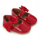 Spring and Autumn New Newborn Girl Infant Anti slip Walking Shoes, Girl Baby Red Comfortable Rubber Sole Bow Shoes Walking Shoes