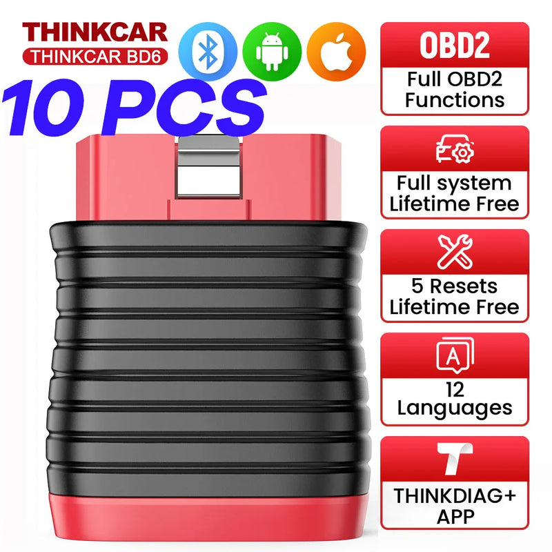 THINKCAR BD6 OBD2 Bluetooth Scanner Full System Diagnostic OIL IMMO ETS BLEED Brake Reset Lifetime Free Auto VIN Car Code Reader