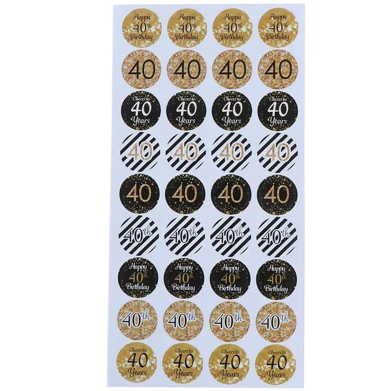 216pcs 30th Happy Birthday Paper Seal Stickers Cheers to 40 50 60 70 80 Years Old Party Gift Stickers Baby Shower Party Supplies