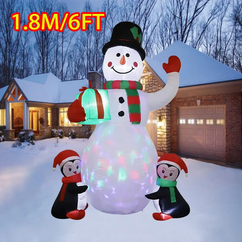 Santa Claus Waving Hand 1.8m Inflate Model Christmas Decoration Glowing Doll Cartoon Giant LED Lamp Party Gifts Outdoor Lawn