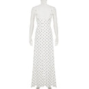 Tossy Lace V-Neck Patchwork Maxi Dress Women Backless High Waist Slim Spaghetti Contrast Party Dress Female Spring Long Dress