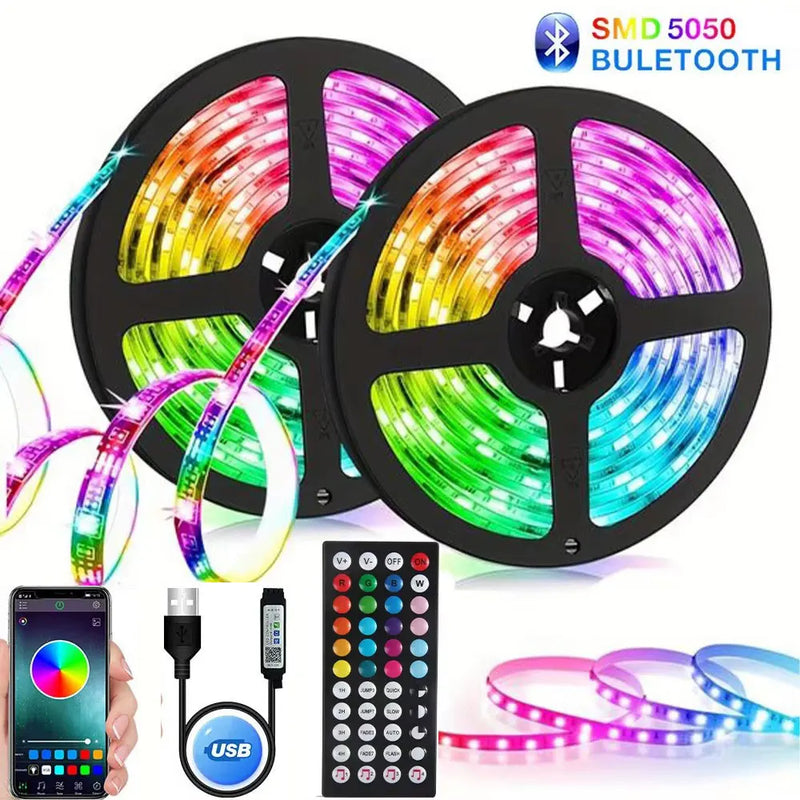 Bluetooth Led Lights 5V Usb 5050 Rgb Led Strip 5 10 Meters Wifi Adhesive Led Tape Lamp Children'S Room Decor Ice String For Tv