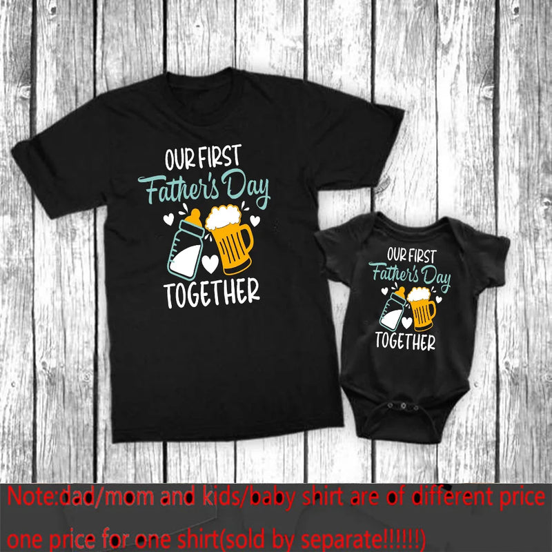 Our First Father's Day Daddy Baby Family Matching Clothes Tops Dad Boys Girls Holiday Party Outfit Papa T-shirt Baby Bodysuits