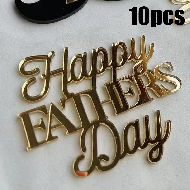 10Pcs Acrylic Dad Birthday Cakes Topper for Father's Day Party DIY Baking Cupcake Decor Tools Happy Birthday Decoration Supplies