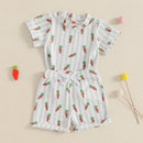 0-3Years Baby Boys Easter Outfits Carrot Stripe Print Short Sleeves T-Shirt and Elastic Shorts 2 Piece Sets for Boys