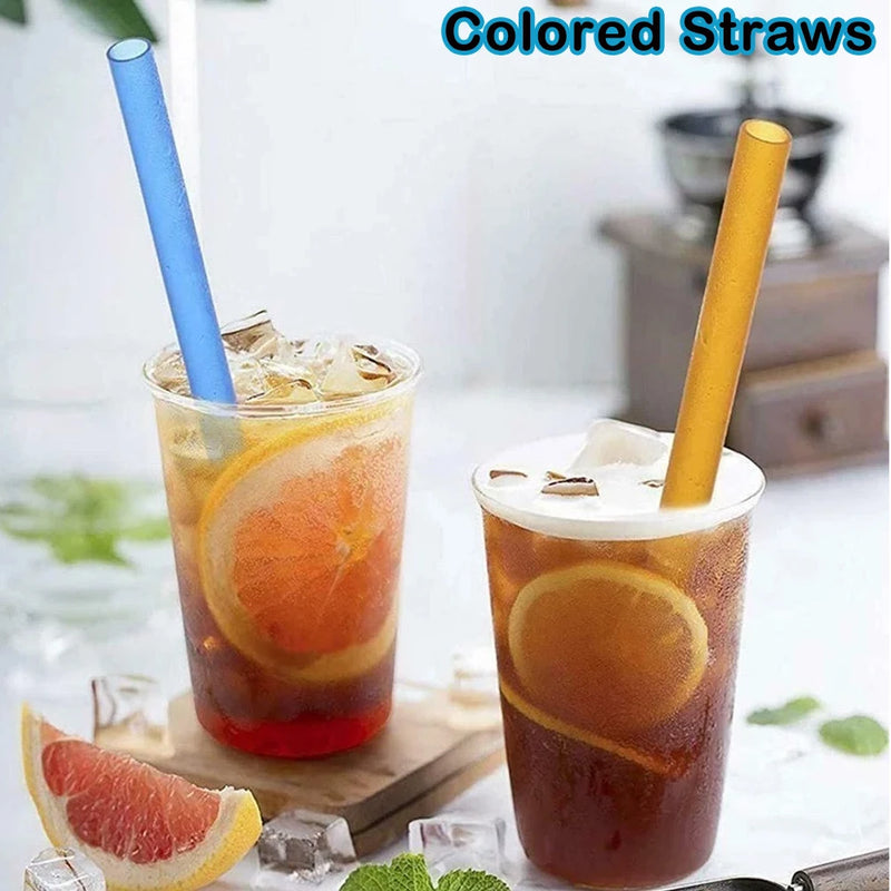 50-400Pcs Colorful &Black Large Drinking Straws Bubble Tea Straw MilkTea Smoothies Milkshake Party Wedding Bar Home Accessories